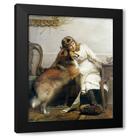 Sweethearts Black Modern Wood Framed Art Print with Double Matting by Barber, Charles Burton