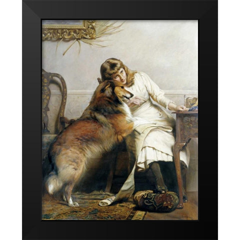 Sweethearts Black Modern Wood Framed Art Print by Barber, Charles Burton