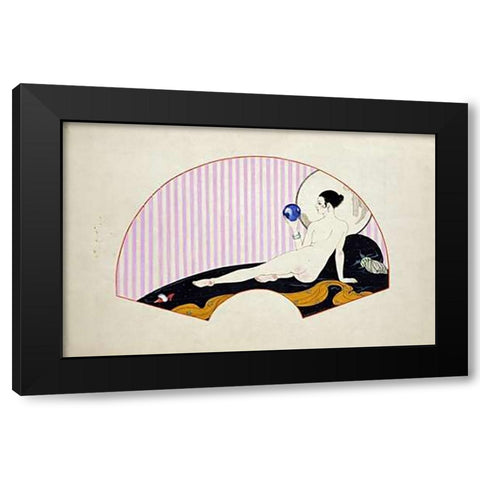 Odalisque With a Crystal Ball Black Modern Wood Framed Art Print with Double Matting by Barbier, Georges