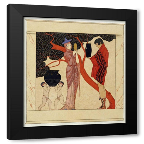 The Red Tree Black Modern Wood Framed Art Print with Double Matting by Barbier, Georges