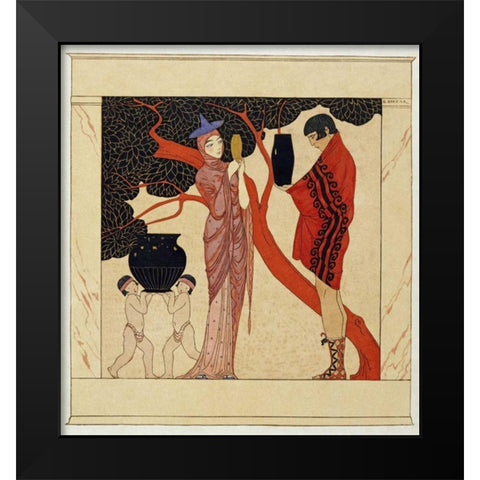 The Red Tree Black Modern Wood Framed Art Print by Barbier, Georges
