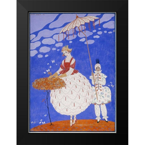 Roses DAutomne Black Modern Wood Framed Art Print by Barbier, Georges