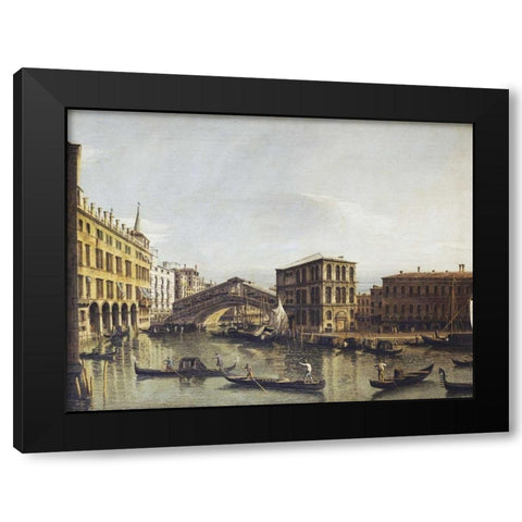 The Grand Canal, Venice Black Modern Wood Framed Art Print with Double Matting by Bellotto, Bernardo