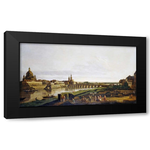 A View of Dresden Black Modern Wood Framed Art Print by Bernardo, Bellotto