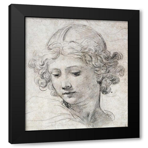 The Head of An Angel Black Modern Wood Framed Art Print by Berrettini, Pietro
