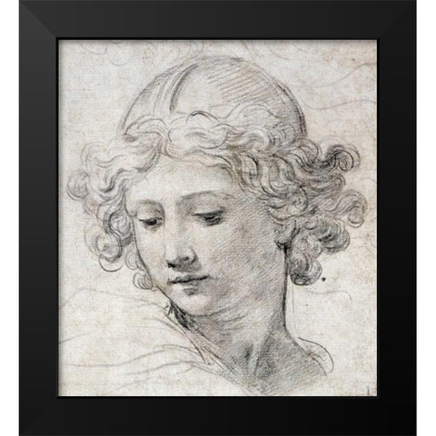 The Head of An Angel Black Modern Wood Framed Art Print by Berrettini, Pietro