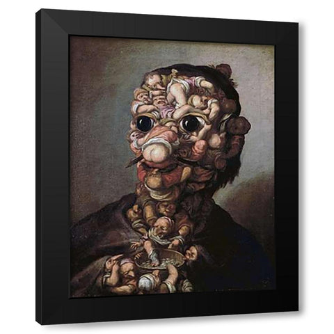 A Head Formed Out of Pygmies Black Modern Wood Framed Art Print with Double Matting by Bocchi, Faustino