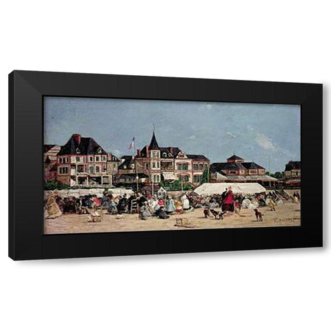 Casino De Trouville Black Modern Wood Framed Art Print with Double Matting by Boudin, Eugene