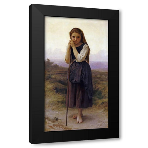 Petite Bergere Black Modern Wood Framed Art Print with Double Matting by Bouguereau, William-Adolphe