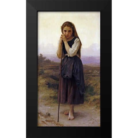 Petite Bergere Black Modern Wood Framed Art Print by Bouguereau, William-Adolphe