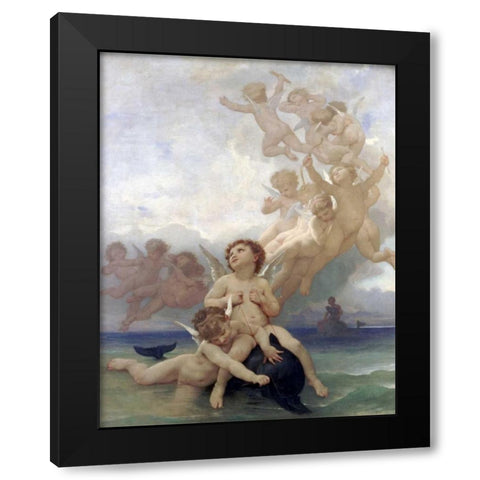 The Birth of Venus Black Modern Wood Framed Art Print with Double Matting by Bouguereau, William-Adolphe