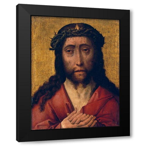 Christ, The Man of Sorrows Black Modern Wood Framed Art Print by Bouts, Aelbrecht