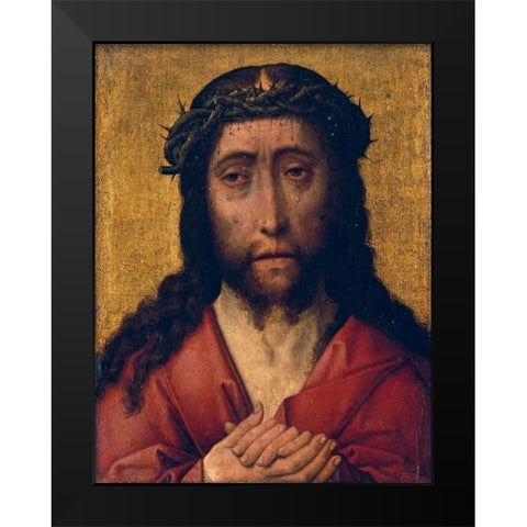 Christ, The Man of Sorrows Black Modern Wood Framed Art Print by Bouts, Aelbrecht