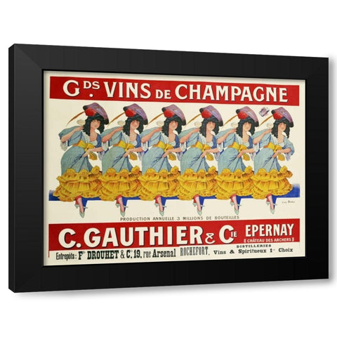 Gds Vins De Champagne, C. Gauthier and Cie Black Modern Wood Framed Art Print by Brau, Casimir