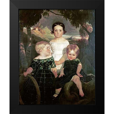 The Bromley Children Black Modern Wood Framed Art Print by Brown, Ford Maddox