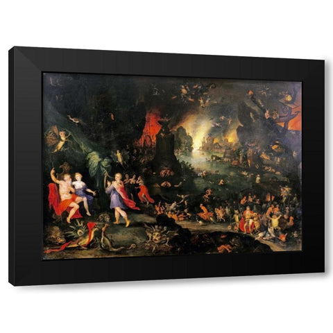 Orpheus Playing To Pluto and Persephone In The Underworld Black Modern Wood Framed Art Print by Jan Brueghel the Younger