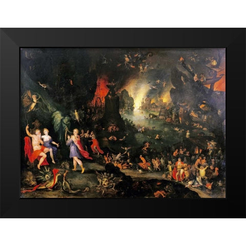 Orpheus Playing To Pluto and Persephone In The Underworld Black Modern Wood Framed Art Print by Jan Brueghel the Younger