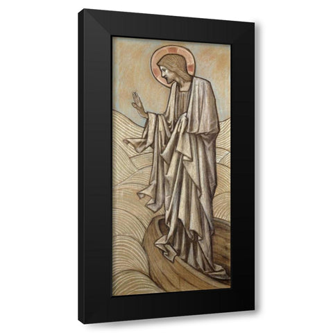 Christ Stilling The Waves Black Modern Wood Framed Art Print by Burne-Jones, Sir Edward