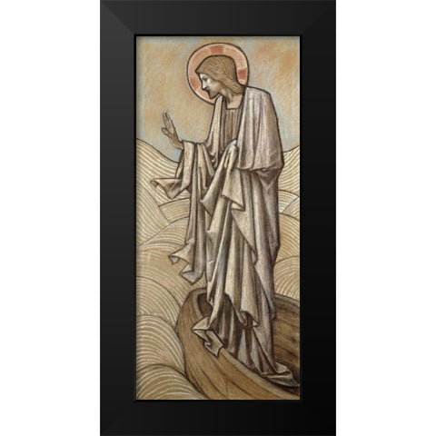 Christ Stilling The Waves Black Modern Wood Framed Art Print by Burne-Jones, Sir Edward