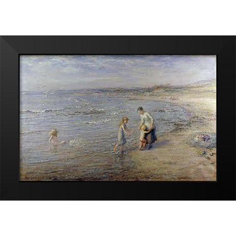 Paddling Black Modern Wood Framed Art Print by Cameron, Hugh