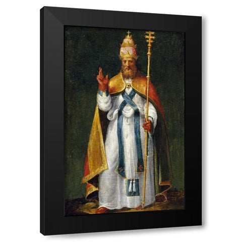 Saint Leo The Great Black Modern Wood Framed Art Print by Campi, Bernardino
