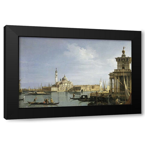 The Island of San Giorgio Maggiore, Venice Black Modern Wood Framed Art Print with Double Matting by Canal, Giovanni Antonio