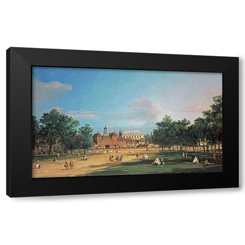 London: The Old Horse Guards and The Banqueting Hall Black Modern Wood Framed Art Print by Canal, Giovanni Antonio
