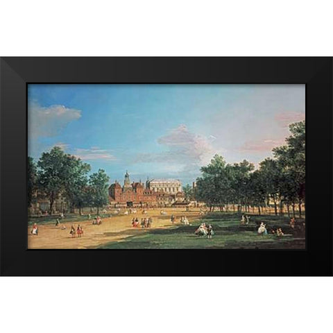 London: The Old Horse Guards and The Banqueting Hall Black Modern Wood Framed Art Print by Canal, Giovanni Antonio
