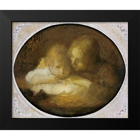 The Writing Lesson Black Modern Wood Framed Art Print by Carriere, Eugene