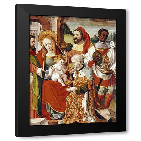The Adoration of The Magi Black Modern Wood Framed Art Print by Castillian School