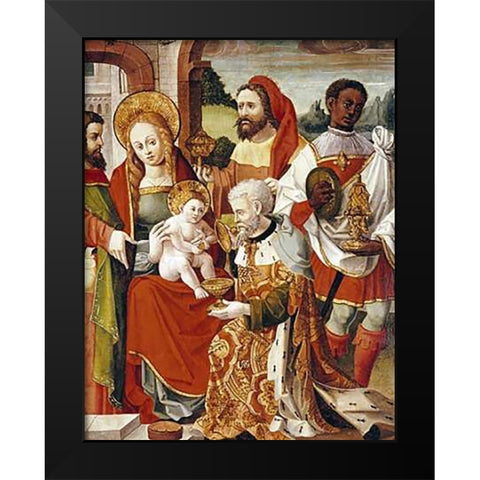 The Adoration of The Magi Black Modern Wood Framed Art Print by Castillian School