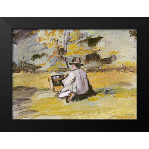 A Painter at Work Black Modern Wood Framed Art Print by Cezanne, Paul