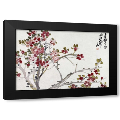 Flowers Black Modern Wood Framed Art Print by Changshuo, Wu