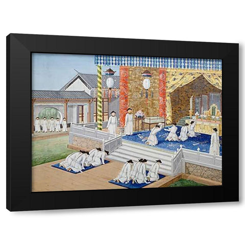 Scenes From Imperial Court Life. 19th Century Black Modern Wood Framed Art Print by Chinese School