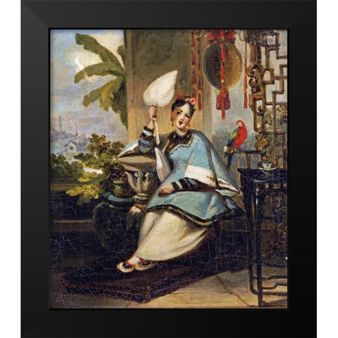 Portrait of a Girl Black Modern Wood Framed Art Print by Chinnery, George