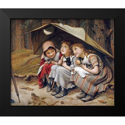 Three Little Kittens Black Modern Wood Framed Art Print by Clark, Joseph