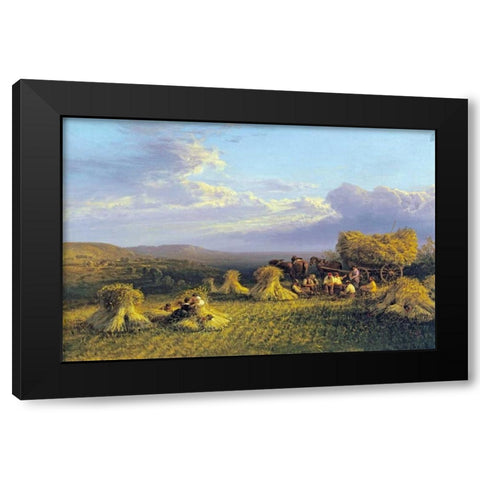 Harvest Scene Black Modern Wood Framed Art Print with Double Matting by Cole, George