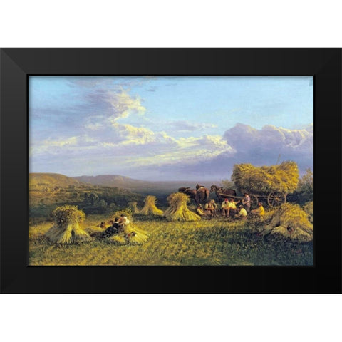 Harvest Scene Black Modern Wood Framed Art Print by Cole, George
