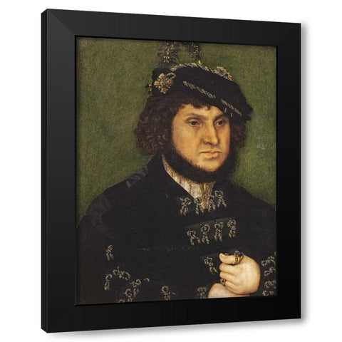 Portrait of Kurfust Herzog Johann der Bestandige Von Saschen Black Modern Wood Framed Art Print by Cranach, Lucas