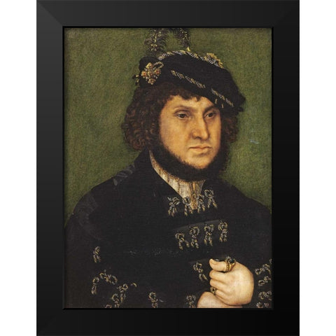 Portrait of Kurfust Herzog Johann der Bestandige Von Saschen Black Modern Wood Framed Art Print by Cranach, Lucas