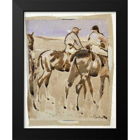 American Jockeys, Racehorses Black Modern Wood Framed Art Print by Crawhill, Joseph