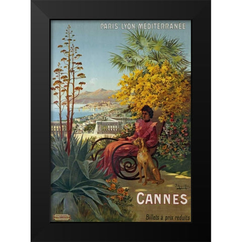 Cannes, P.L.M Black Modern Wood Framed Art Print by D Alesi, Hugo