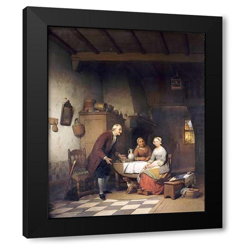 An Unwanted Suitor Black Modern Wood Framed Art Print with Double Matting by De Braekeleer, Ferdinand