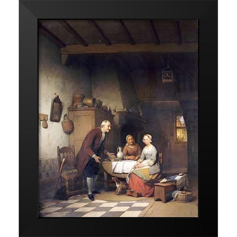 An Unwanted Suitor Black Modern Wood Framed Art Print by De Braekeleer, Ferdinand
