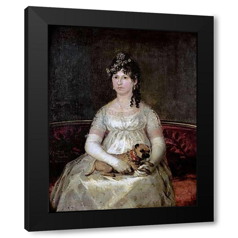 Portrait of Dona Francisca Vicenta Chollet Y Caballero Black Modern Wood Framed Art Print with Double Matting by Goya, Francisco De