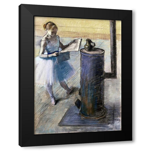 Dancer Resting Black Modern Wood Framed Art Print with Double Matting by Degas, Edgar