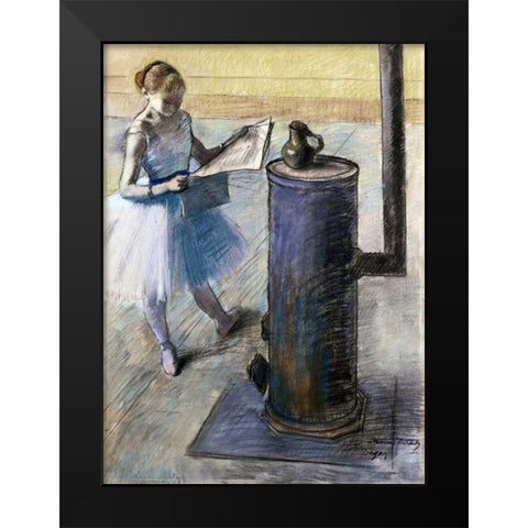 Dancer Resting Black Modern Wood Framed Art Print by Degas, Edgar