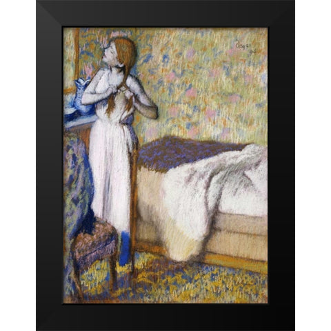 Morning Toilet Black Modern Wood Framed Art Print by Degas, Edgar