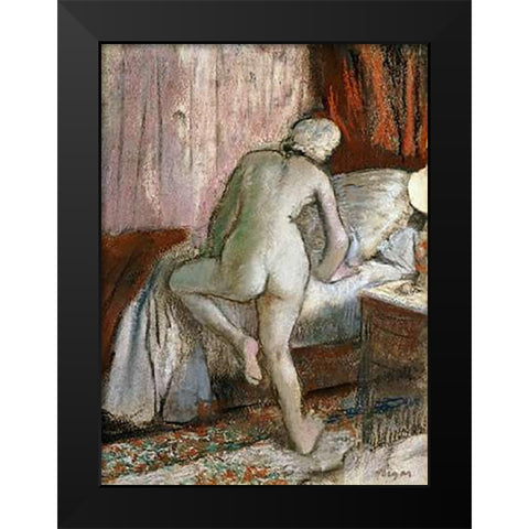 Bedtime Black Modern Wood Framed Art Print by Degas, Edgar