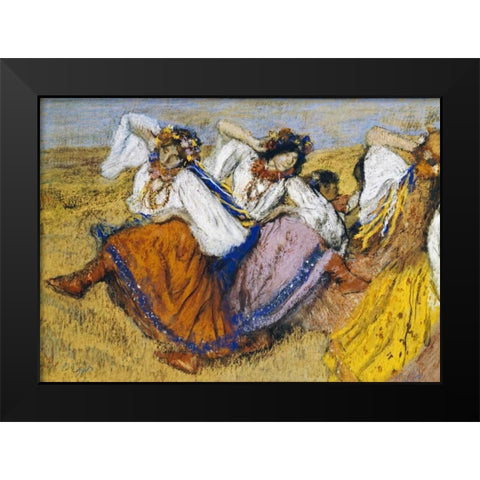 Russian Dancers Black Modern Wood Framed Art Print by Degas, Edgar